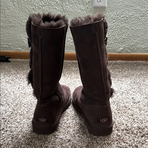Cozy Brown Buttoned Women's Boots - Picture 6 of 8